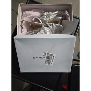 Bandolino Silver Strappy Heeled Sandals Women's Size 6M